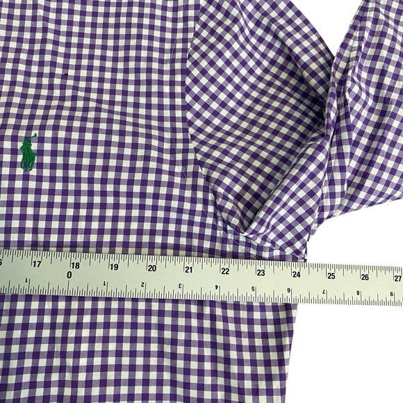 Polo Ralph Lauren L/S Oxford Button Front Shirt Men's Small Gingham Check Purple - Picture 4 of 5